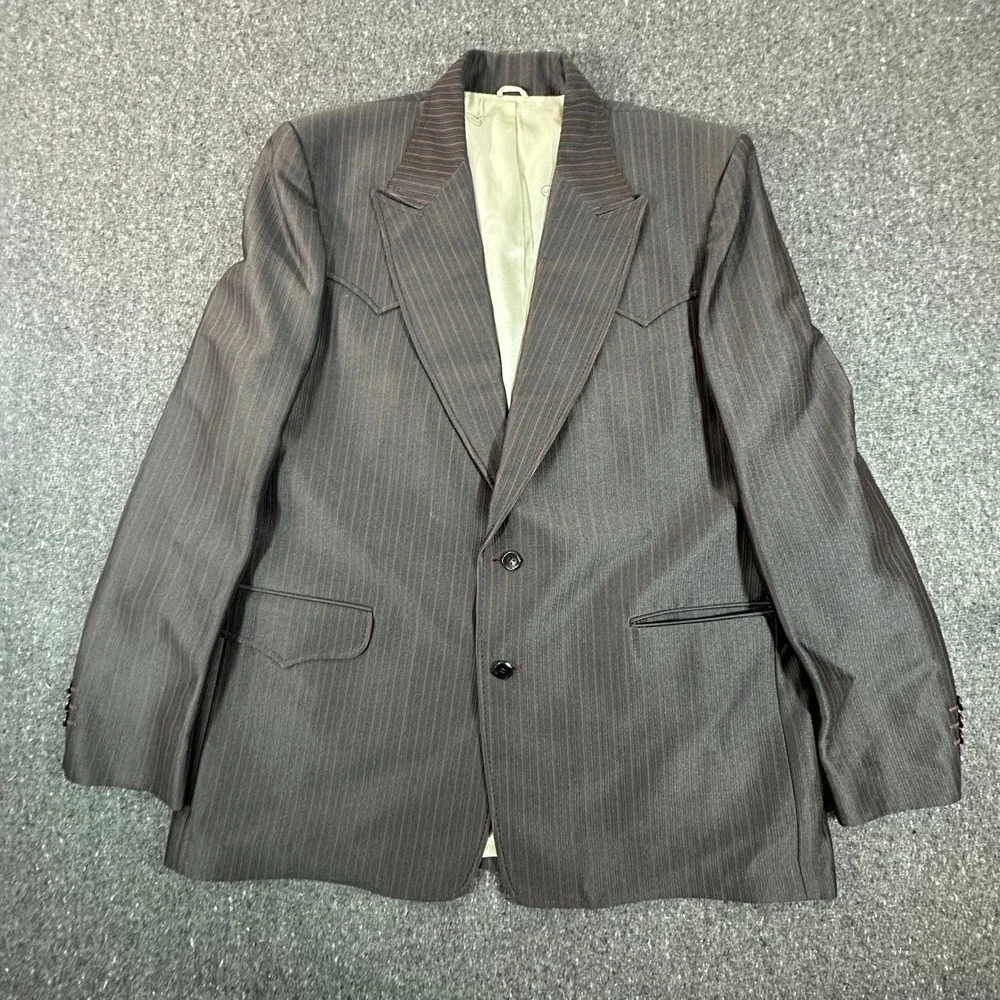Lasso Western Suit Men 48L Brown Pinstripe Cowboy Yoke 2-Piece Set Vintage Style